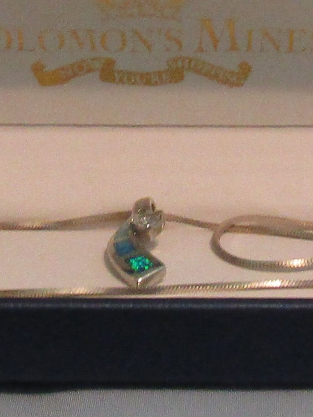 NIB SOLOMON'S MINES 925 Sterling Silver Italy Blues OPAL & CZ Stone 20" Necklace